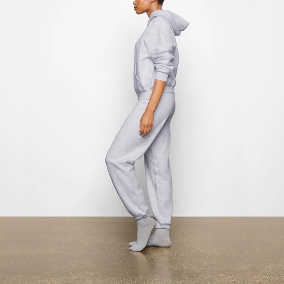 Skims Cotton Fleece Pullover Hoodie - Light Heather Grey - Picture 3 of 4